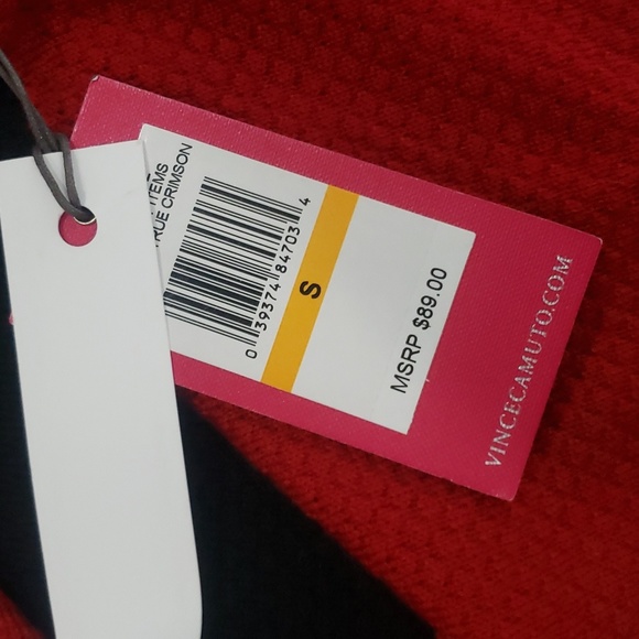 Vince Camuto Red & Black Oversized Longsleeve Top Size Small NWT - Picture 8 of 8